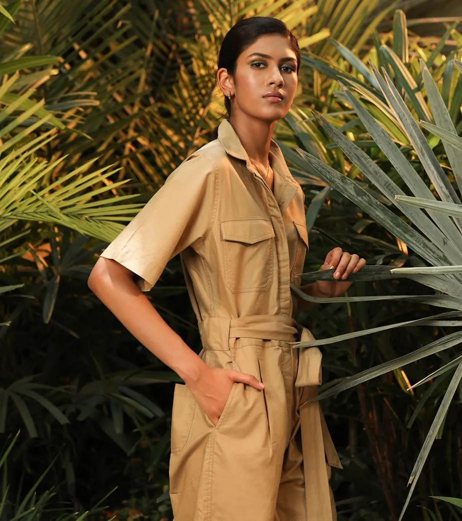 Khara Kapas   -   Playmate Beige safari romper - Another Day in Paradise