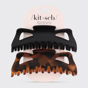 Kitsch Recycled Plastic Jumbo Classic Claw Clips 2pc - Black & Tort