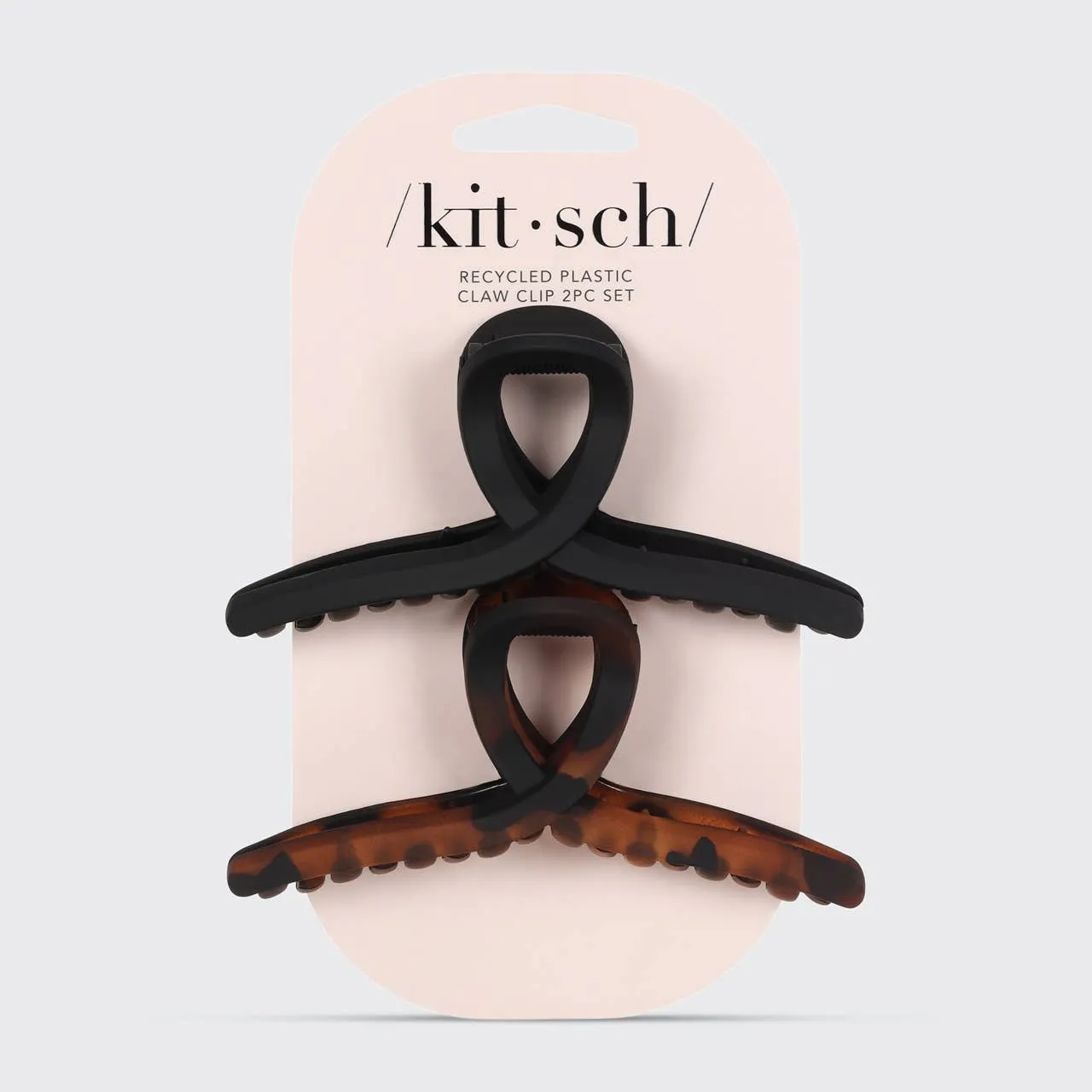 Kitsch Recycled Plastic Large Loop Claw Clips 2pc - Black & Tort