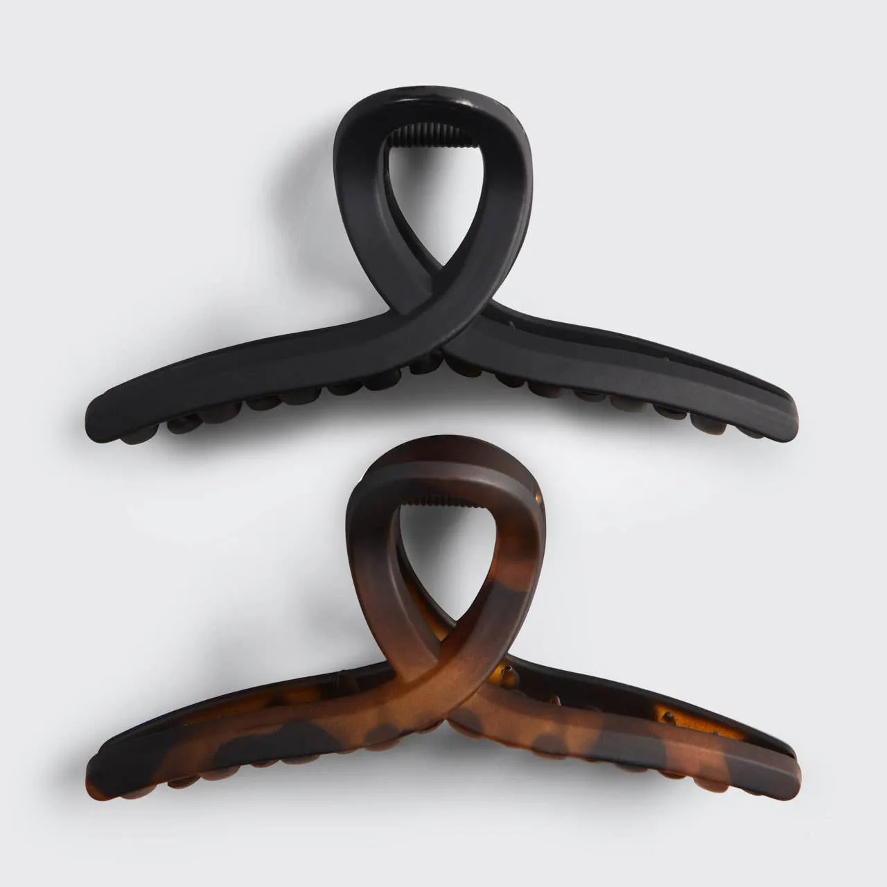 Kitsch Recycled Plastic Large Loop Claw Clips 2pc - Black & Tort