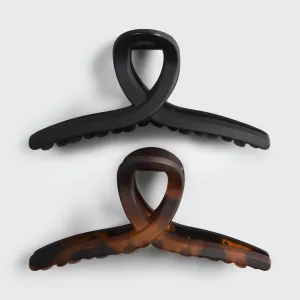 Kitsch Recycled Plastic Large Loop Claw Clips 2pc - Black & Tort