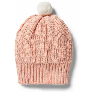 Knitted Rib Hat - Silver Peony Fleck