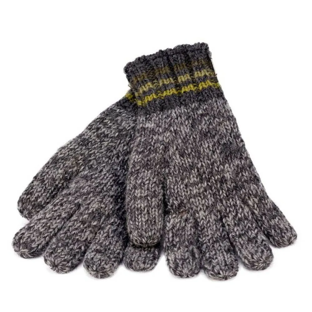 Kusan Grey Rib Gloves With Coloured Stripe Fleece Lined PK1819