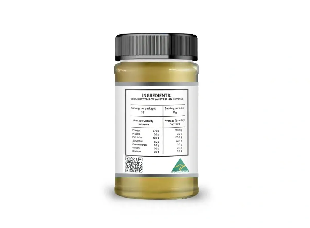Lake Eyre Organic Beef Suet Tallow - 350ml