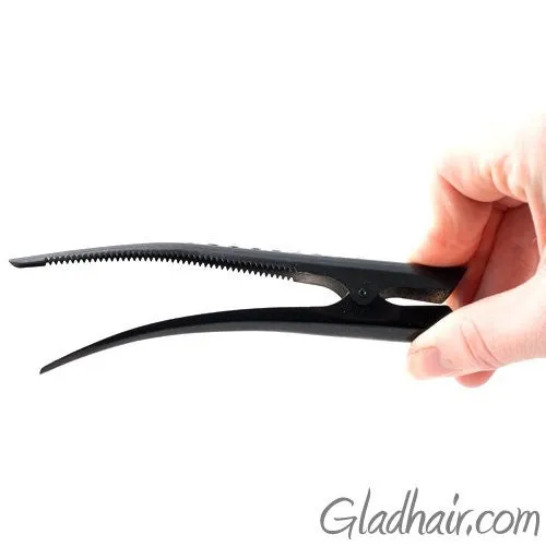 Large Black Flamingo Beak Clip with Line of Crystals - Pair