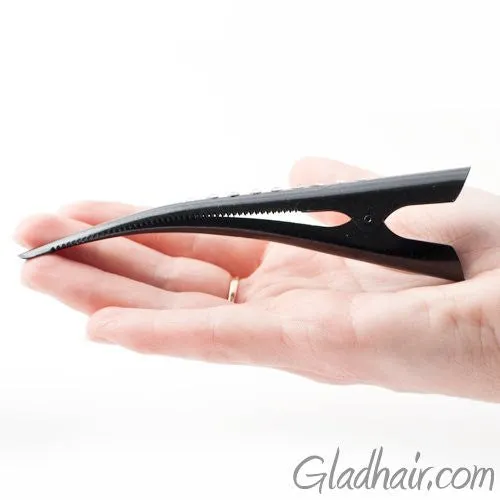 Large Black Flamingo Beak Clip with Line of Crystals - Pair