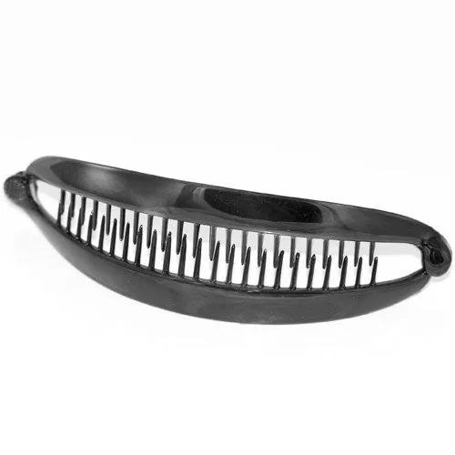 Large French Black Banana Clip With Ball Closure