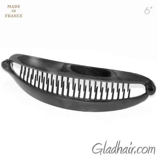 Large French Black Banana Clip With Ball Closure