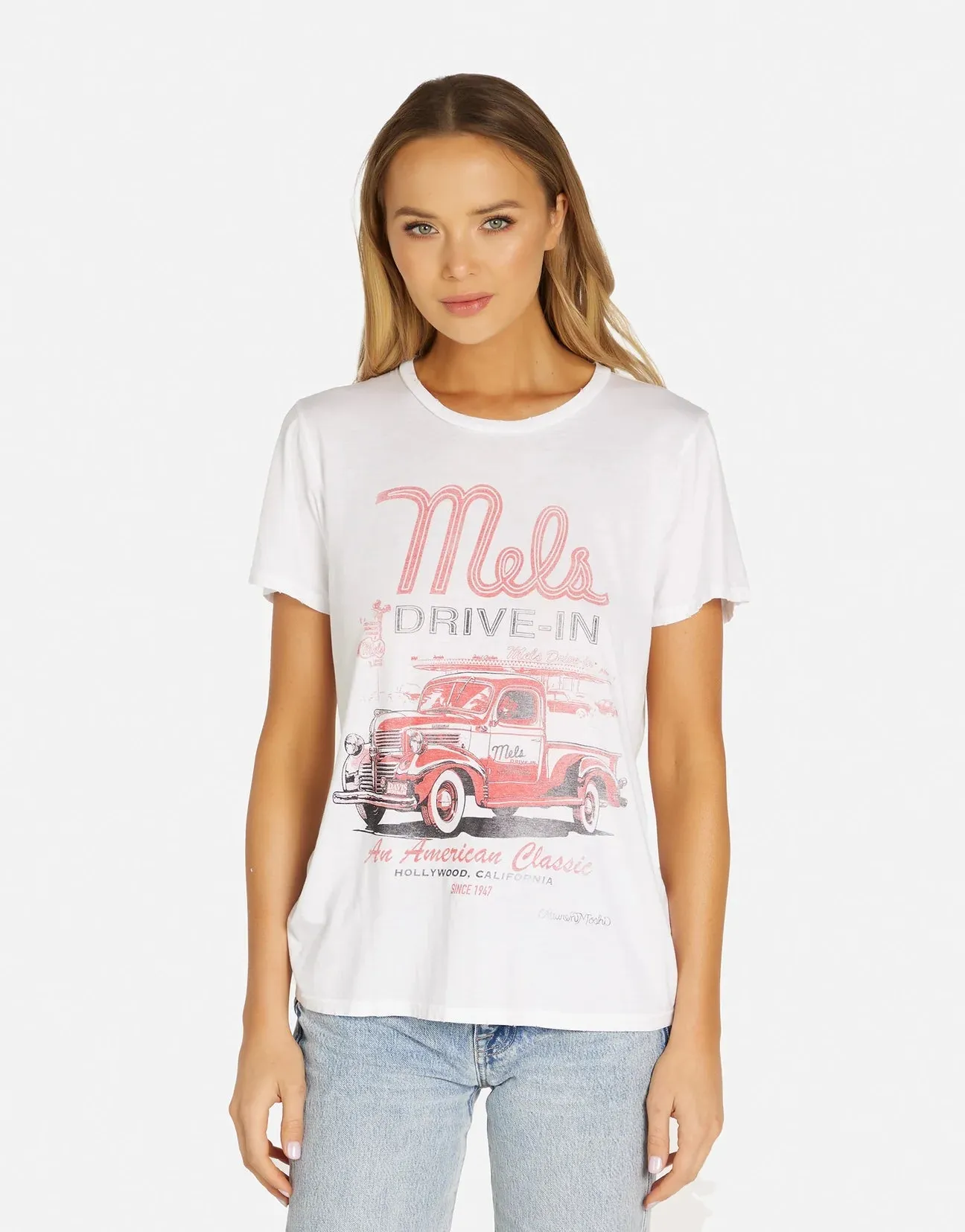 Lauren Moshi Wolf Mels Drive-In Boyfriend T-Shirt