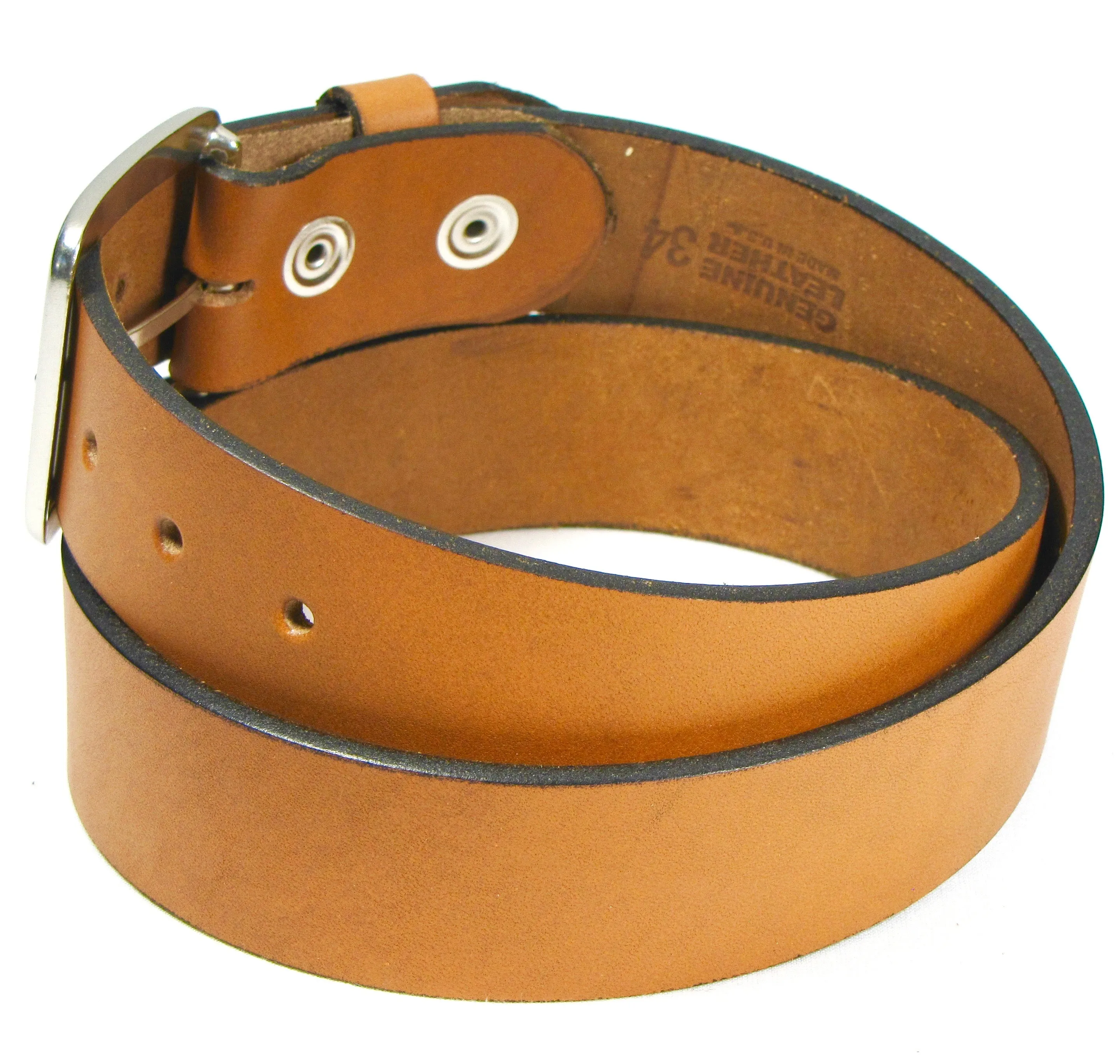 LB215AB  1 1/2" Honey Leather Belt w/ Antique Brass Roller Buckle