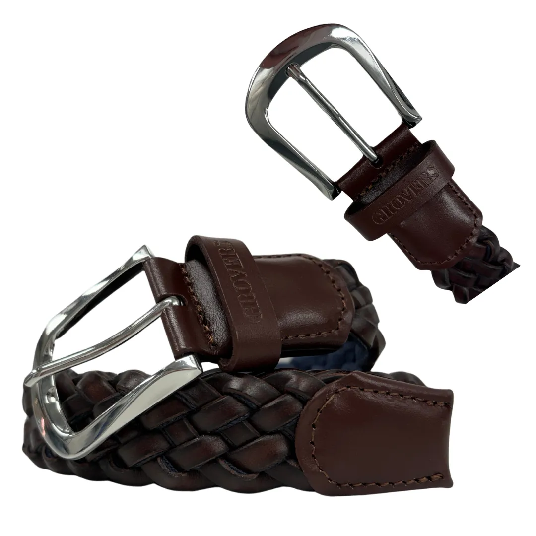 Leather Belt - 6 plait/braid - Genuine Leather