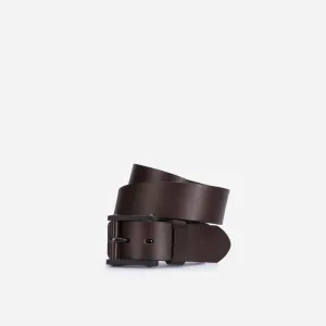 Leather Belt with Signature Buckle, Black
