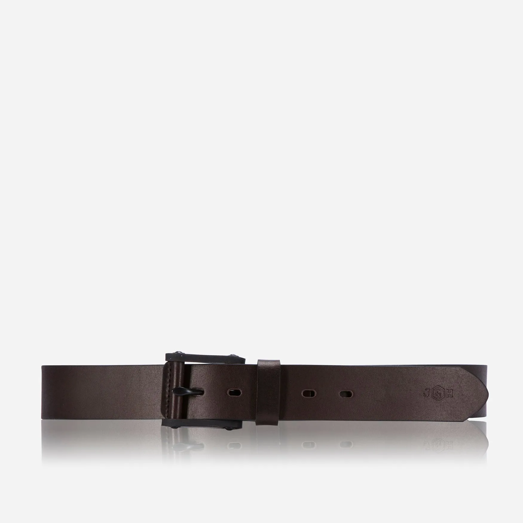 Leather Belt with Signature Buckle, Black