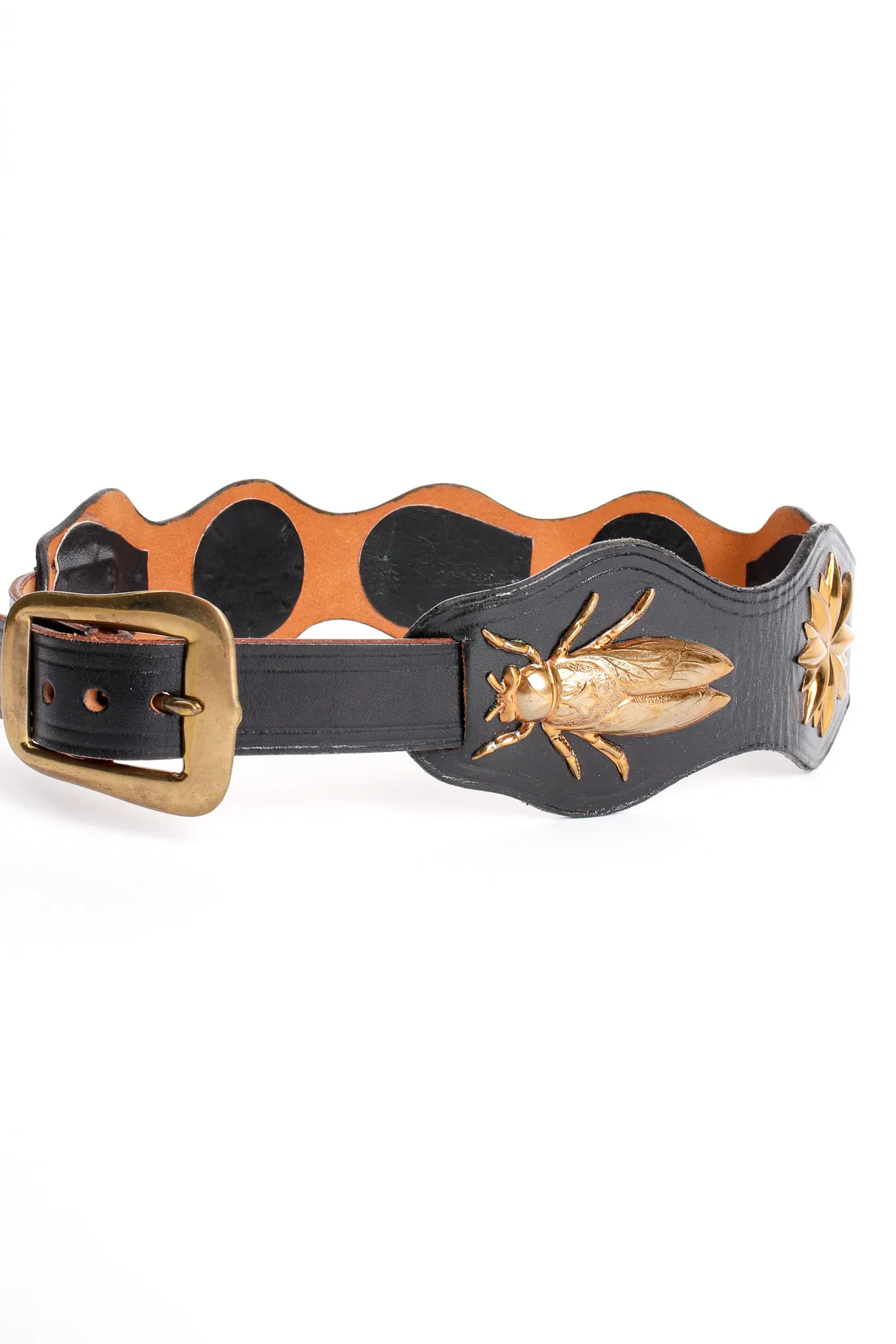 Leather Brass Bug Belt