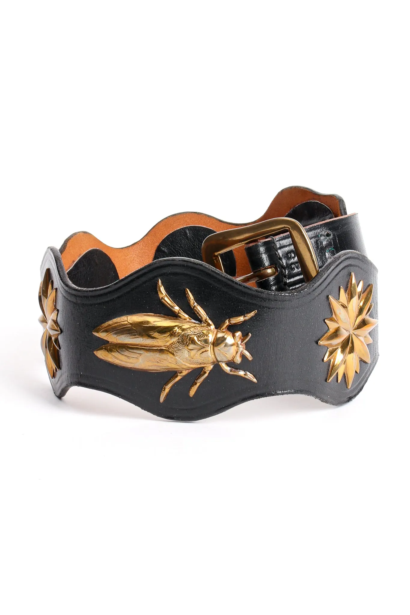 Leather Brass Bug Belt