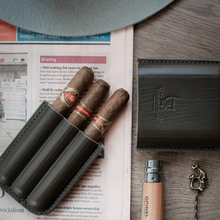 LEATHER CIGAR CASE / CAMO