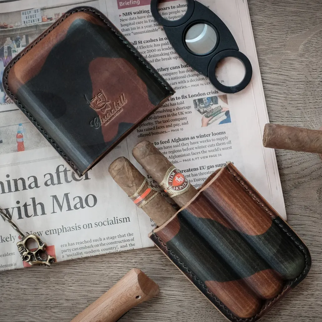 LEATHER CIGAR CASE / CAMO