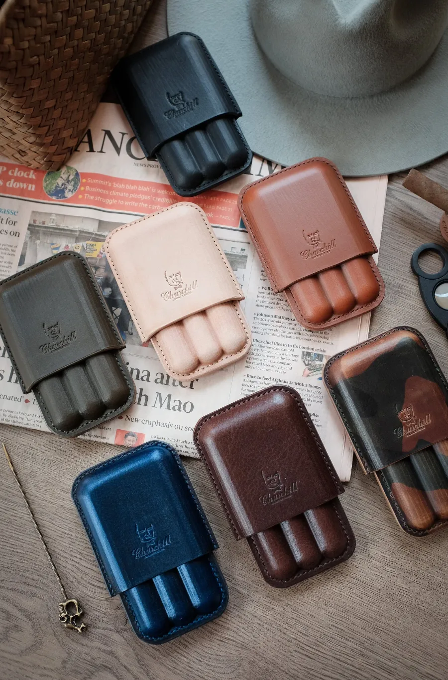 LEATHER CIGAR CASE / CAMO