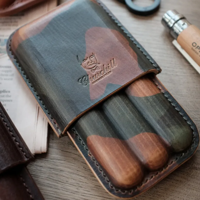 LEATHER CIGAR CASE / CAMO