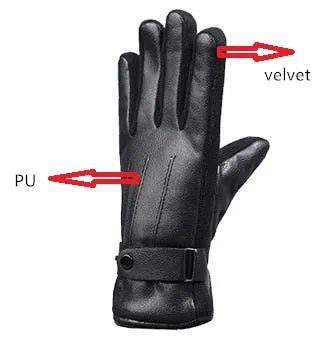Leather Fur Sheepskin Gloves Fashion Men Winter Autumn Warm Thermal Wool Fleece Snow Mittens Outdoor Five Finger Wrist Gloves