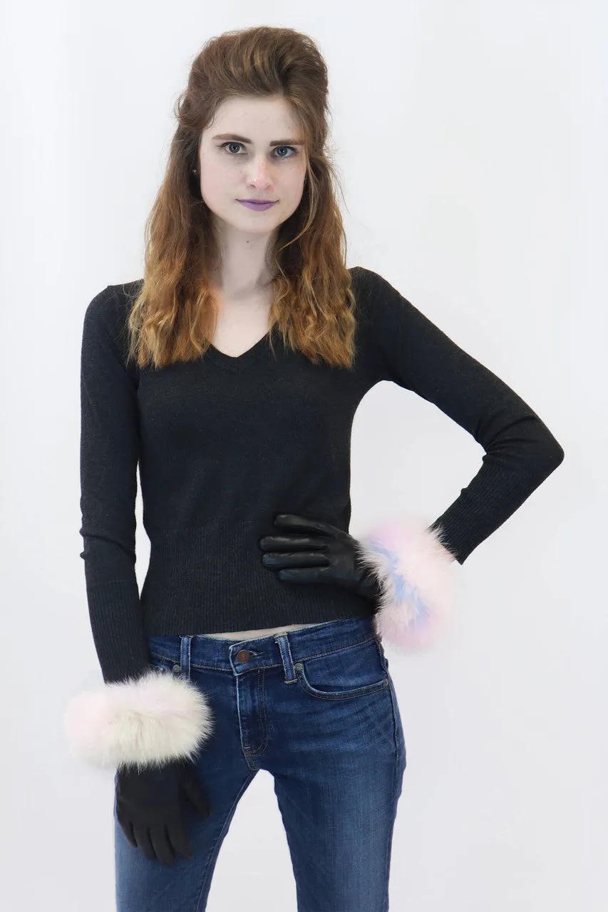 Leather Gloves with Fox Fur Trim