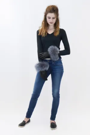 Leather Gloves with Fox Fur Trim