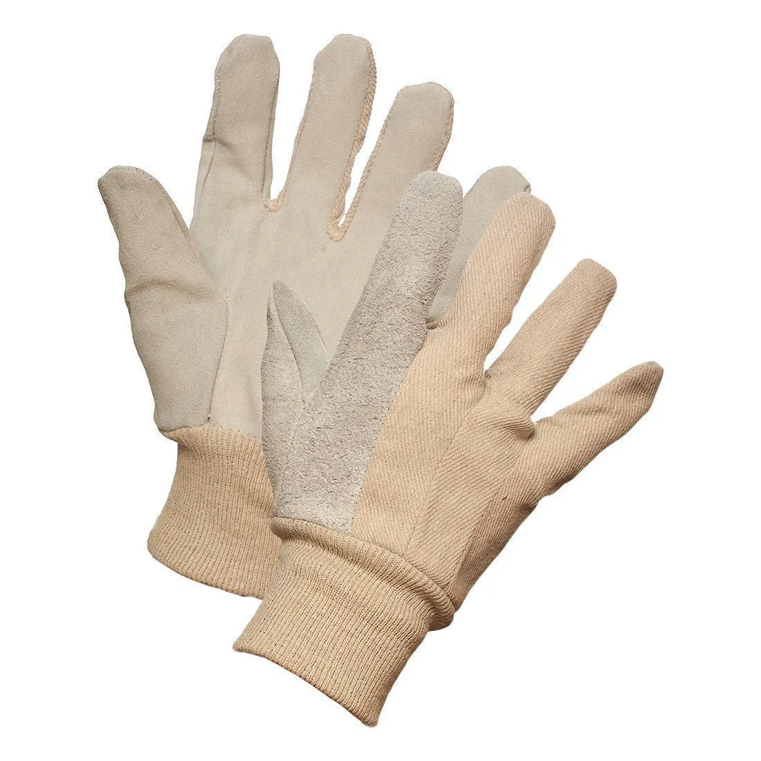 Leather Palm Work Gloves with Knit Wrist
