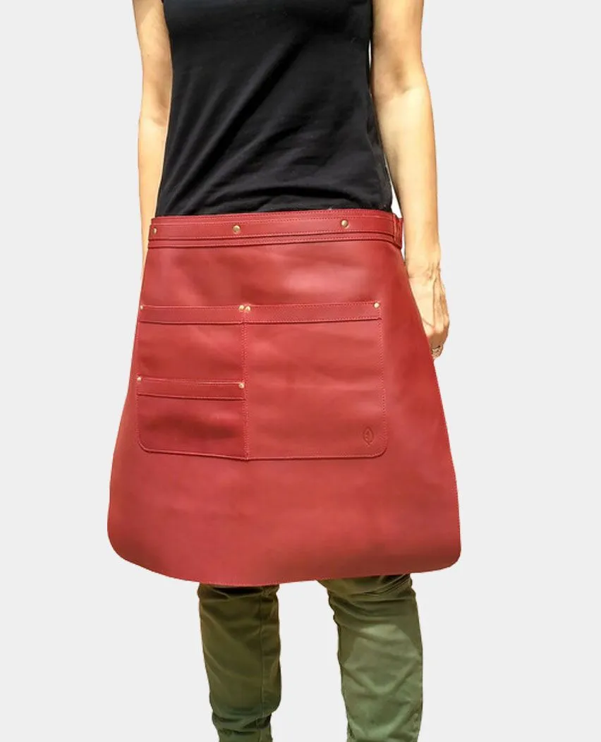 Leather Waist Apron With Adjustable Waist Belt