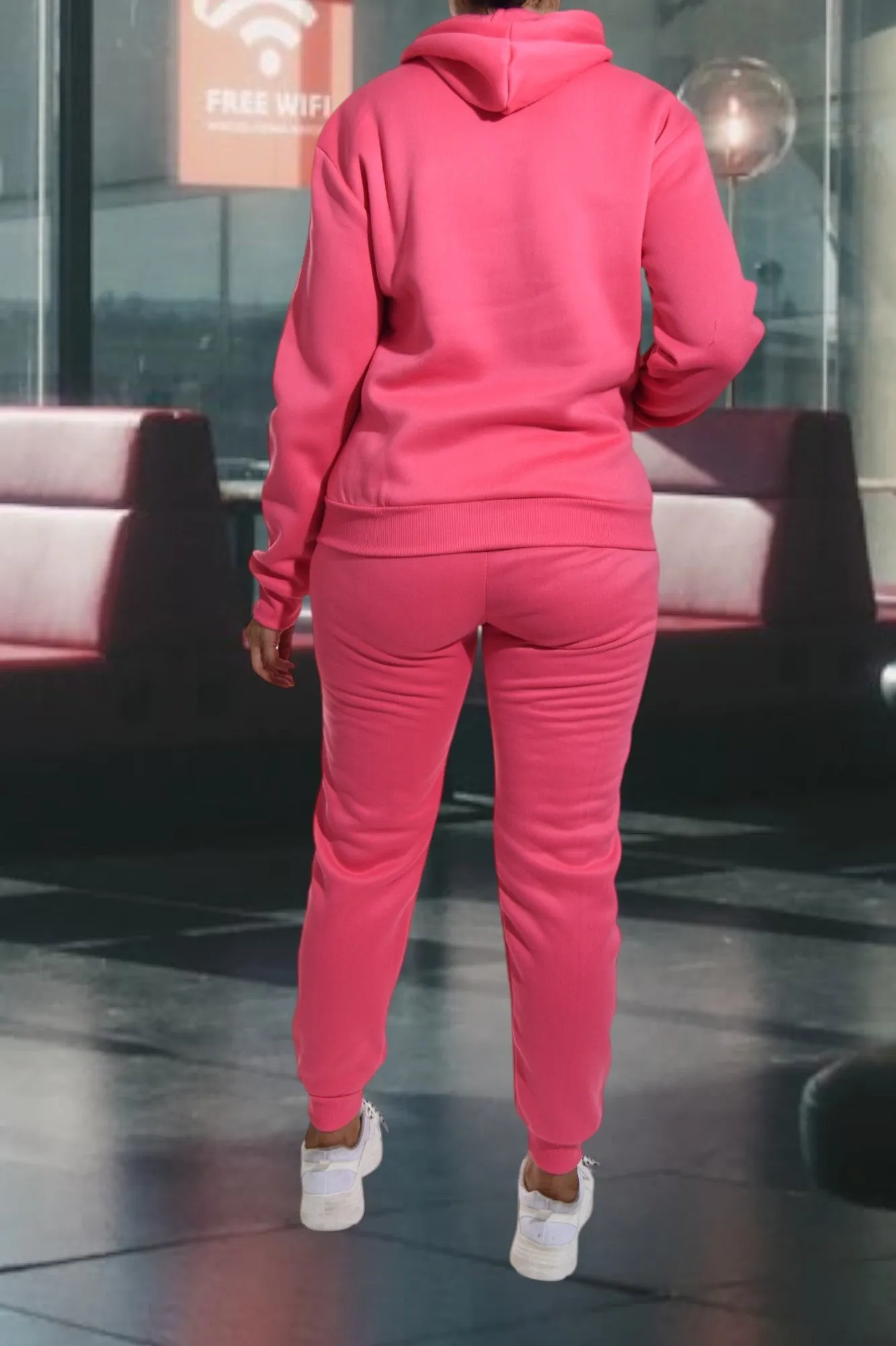 Letter Graphic Pink Hoody Tracksuit  Set