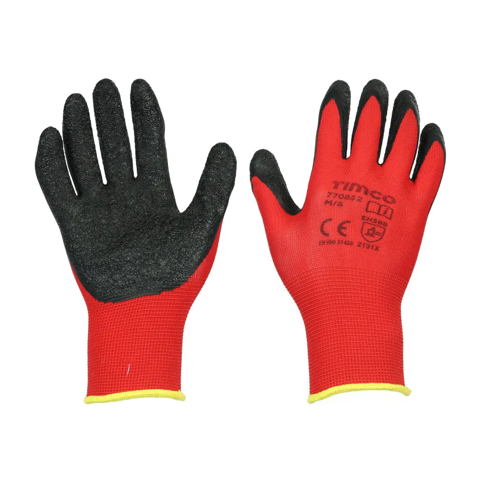 Light Grip Gloves - Crinkle Latex Coated Polyester Large