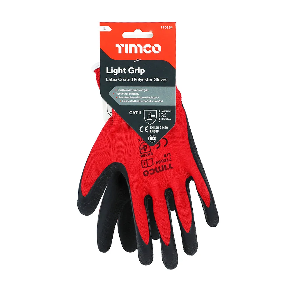 Light Grip Gloves - Crinkle Latex Coated Polyester Large