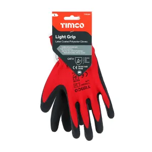 Light Grip Gloves - Crinkle Latex Coated Polyester Large