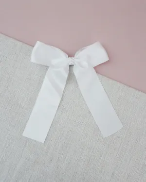 Long Tail Satin Hair Clip with Pearls