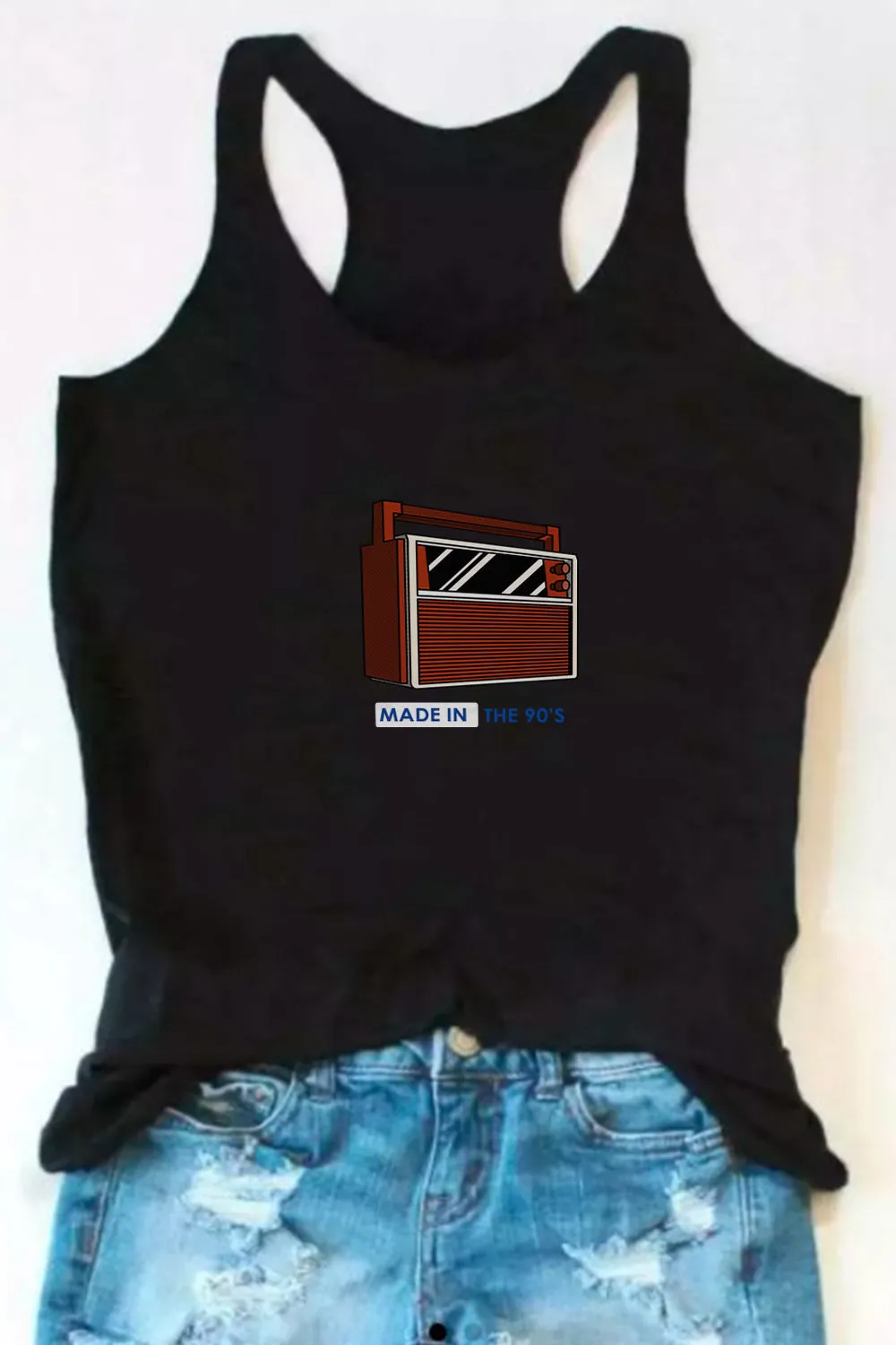 Made in the 90's printed black tank