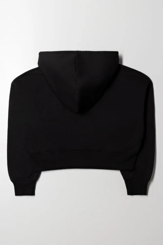 Madrid Hooded Crop Zip Up Tracktop Black
