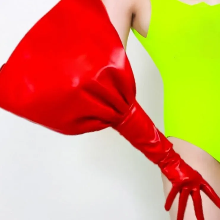 Maelle Exaggerated Sleeve Faux Leather Gloves - 4 Colors