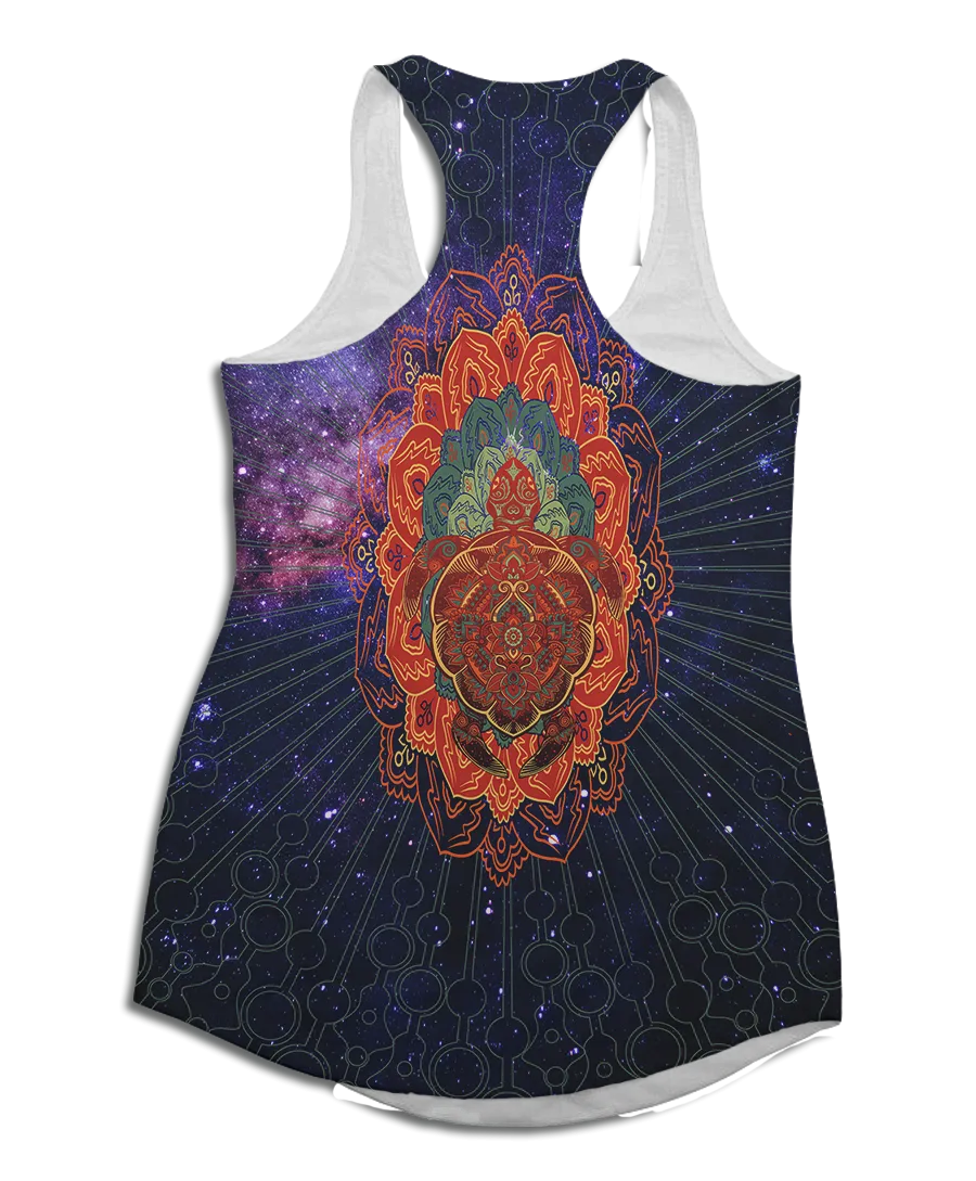 Mandala Turtle Flowy Racerback Tank Top
