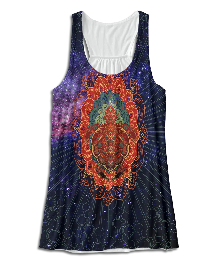 Mandala Turtle Flowy Racerback Tank Top