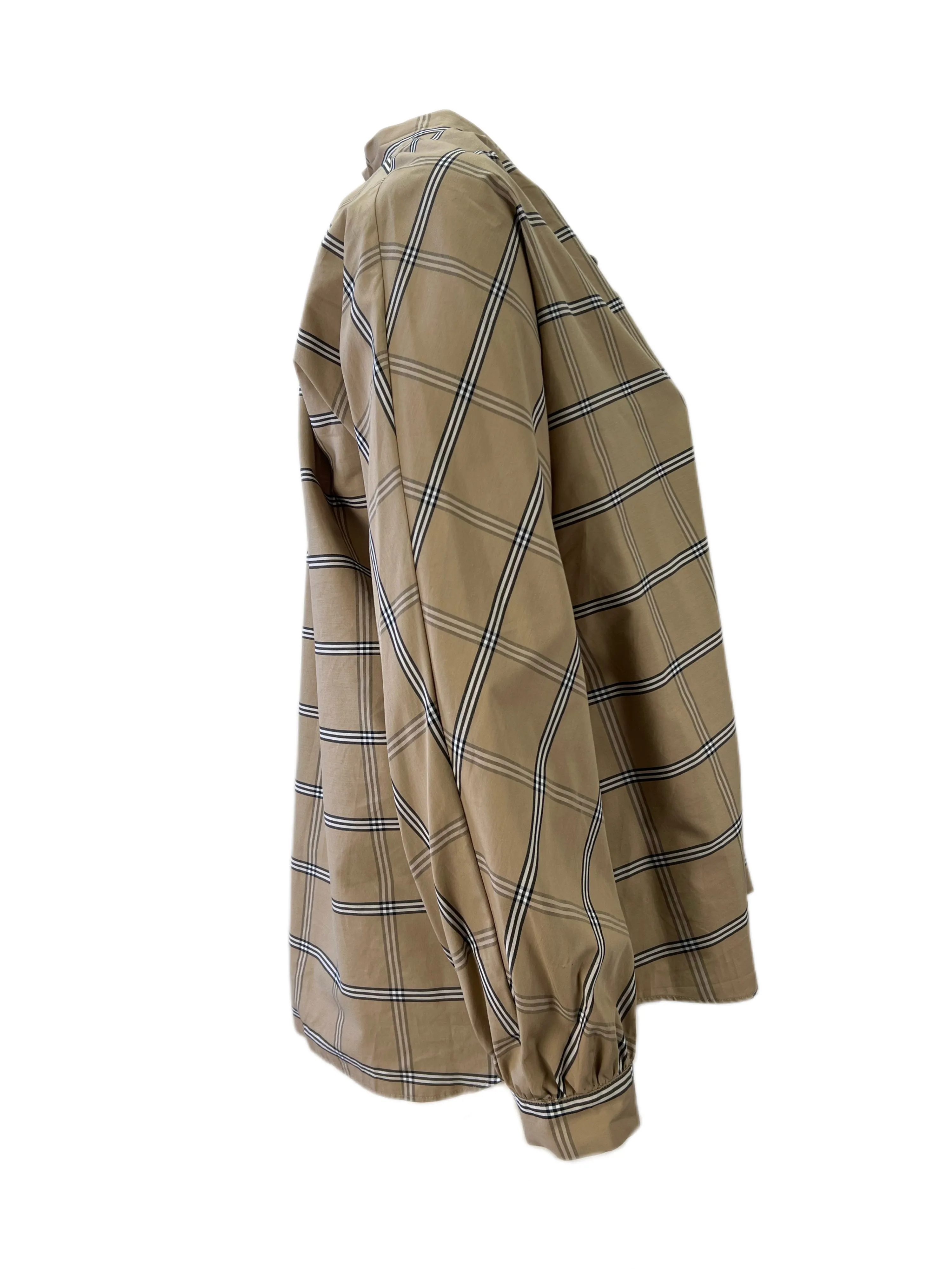 Marina Rinaldi Women's Brown Baghera Plaid Cotton Blouse Size 20W/29 NWT