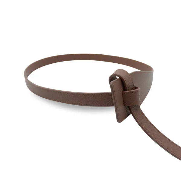 MARINA - Women's Brown Genuine Leather Knot Waist Belt