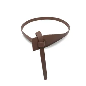 MARINA - Women's Brown Genuine Leather Knot Waist Belt