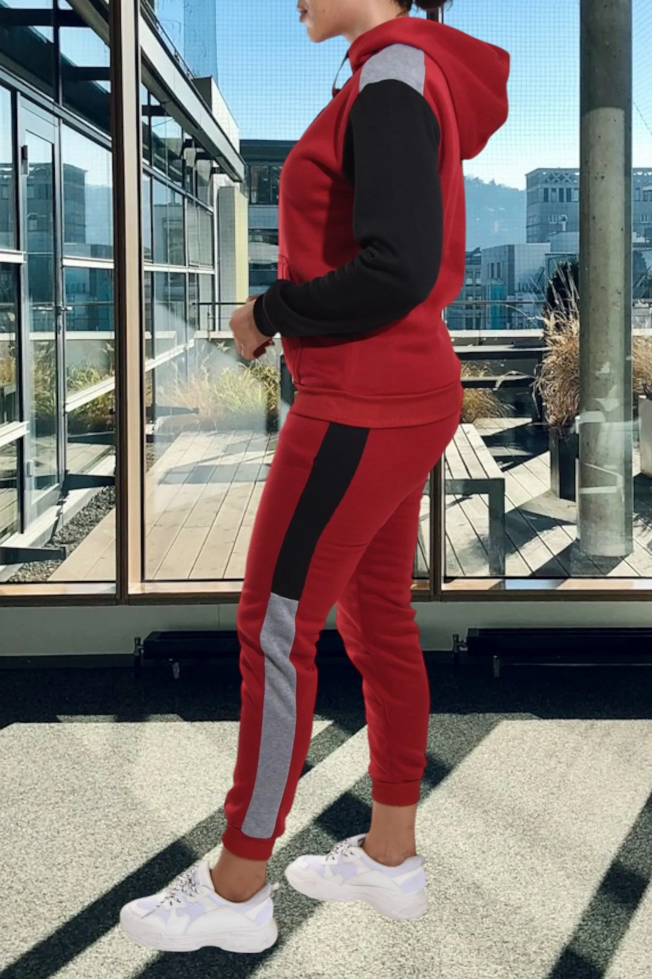 Maroon Fleece Tracksuit Set