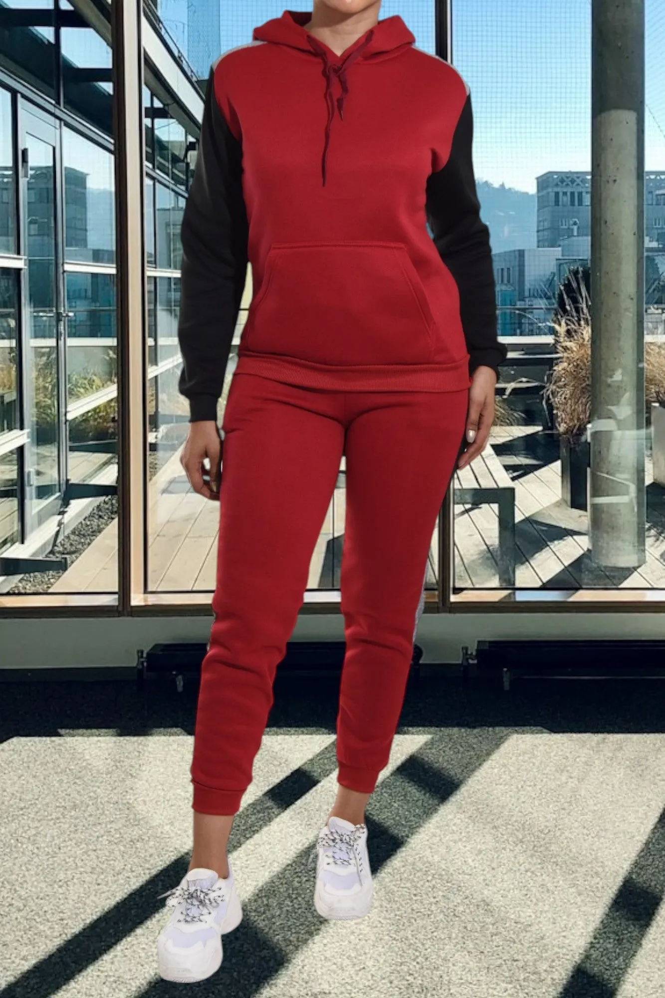 Maroon Fleece Tracksuit Set