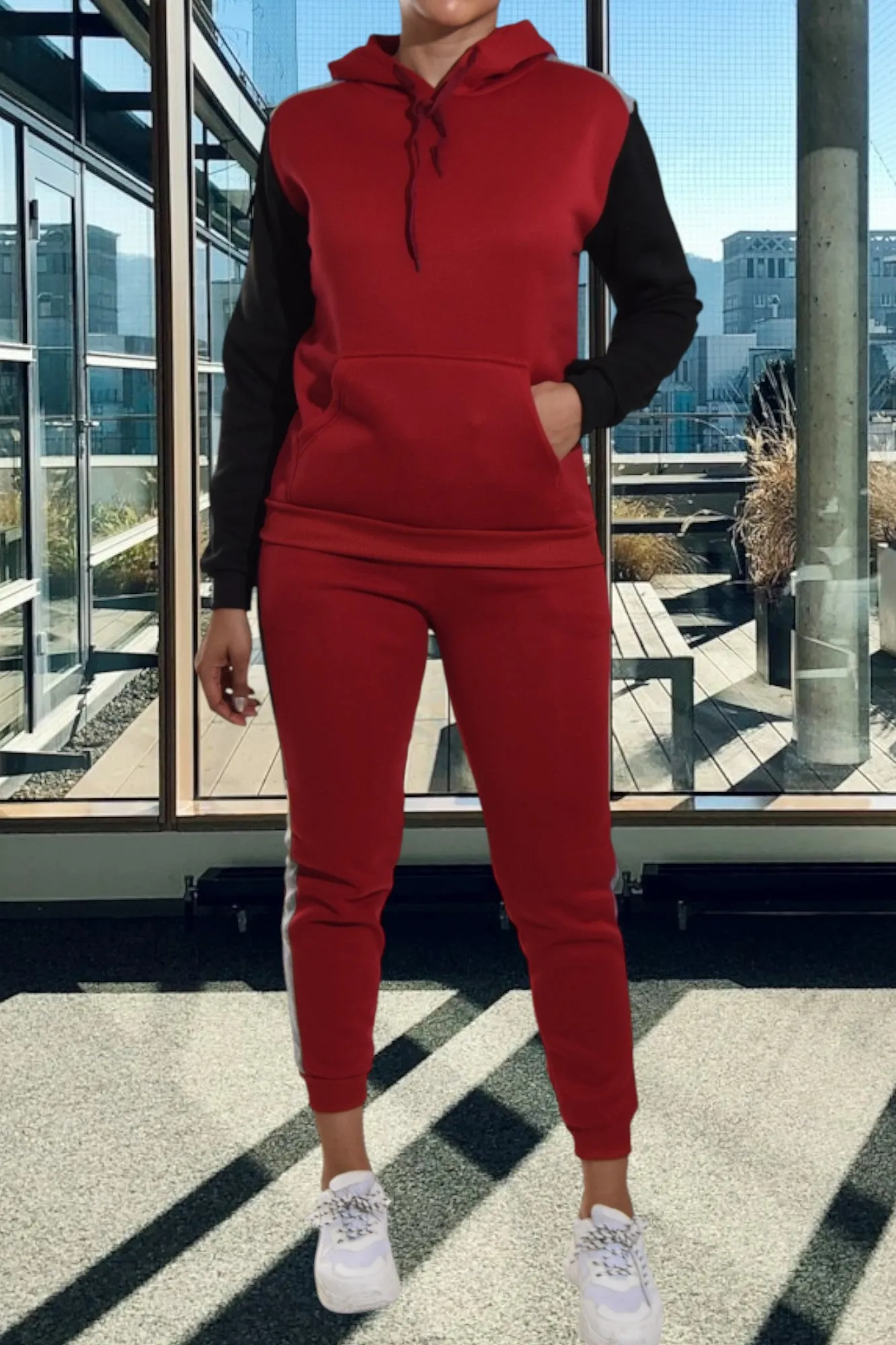 Maroon Fleece Tracksuit Set