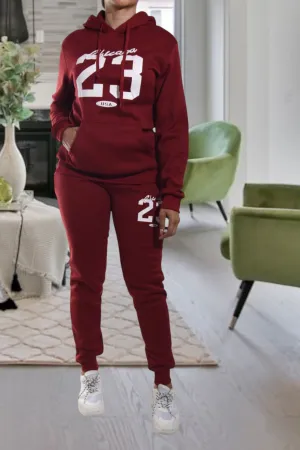 Maroon Graphic Tracksuit Set