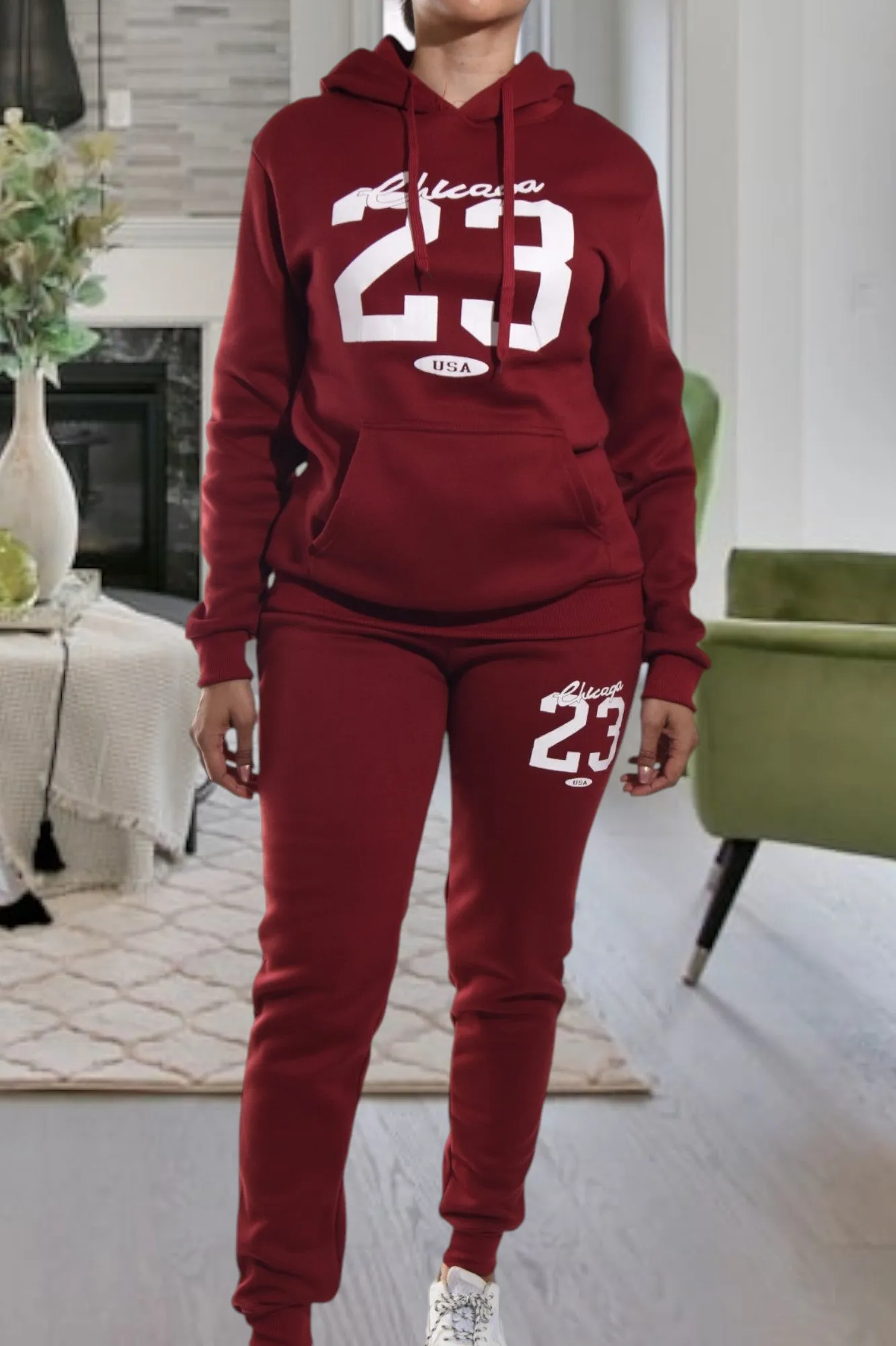 Maroon Graphic Tracksuit Set