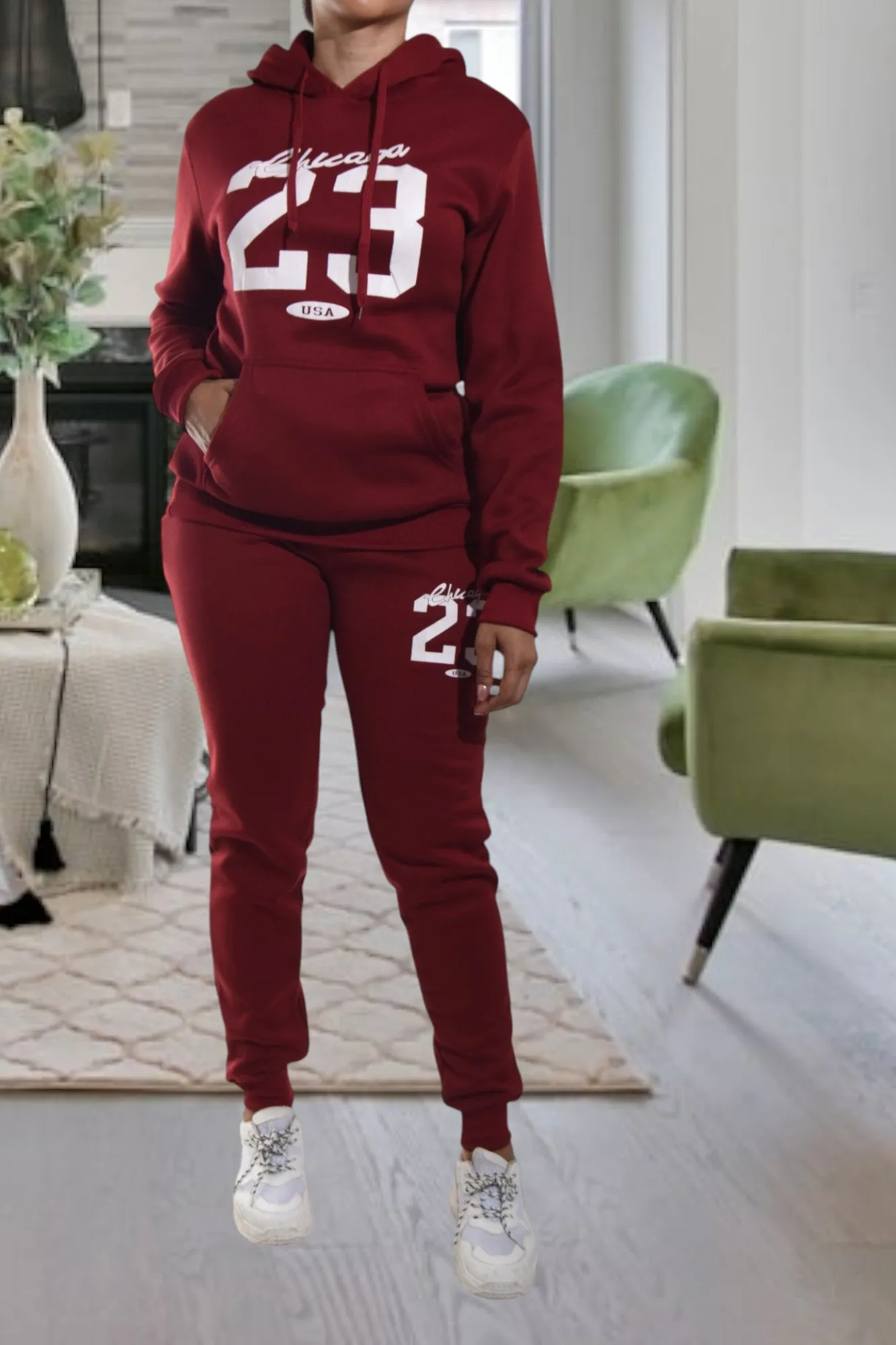 Maroon Graphic Tracksuit Set
