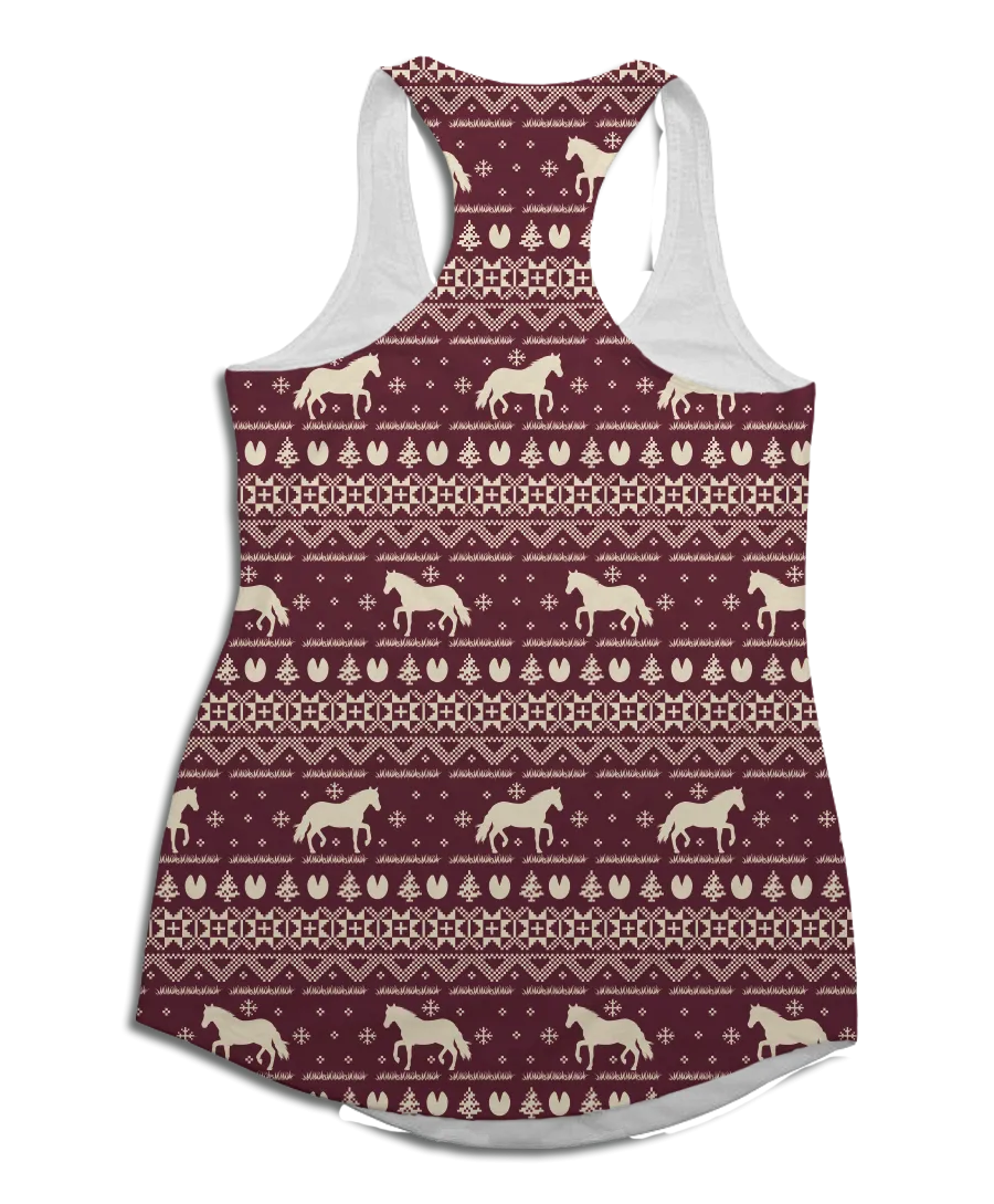 Maroon Nordic Horse Racerback Tank Top