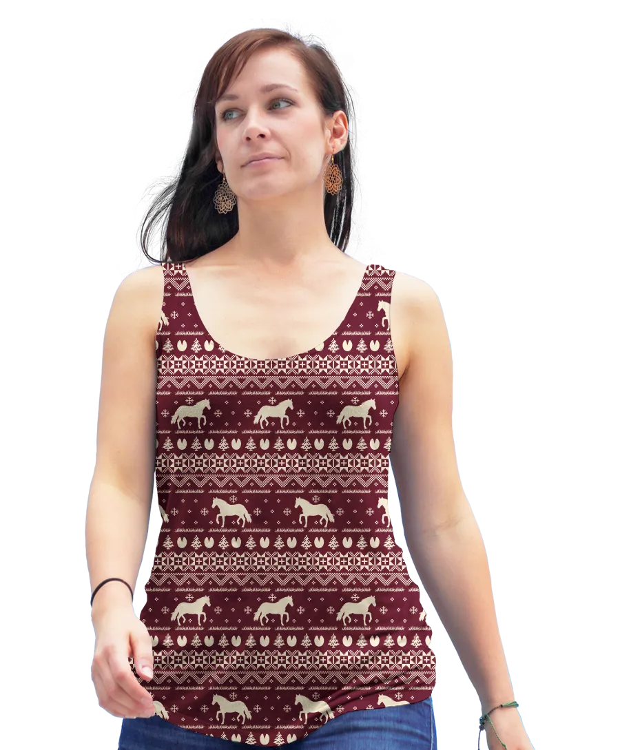 Maroon Nordic Horse Racerback Tank Top
