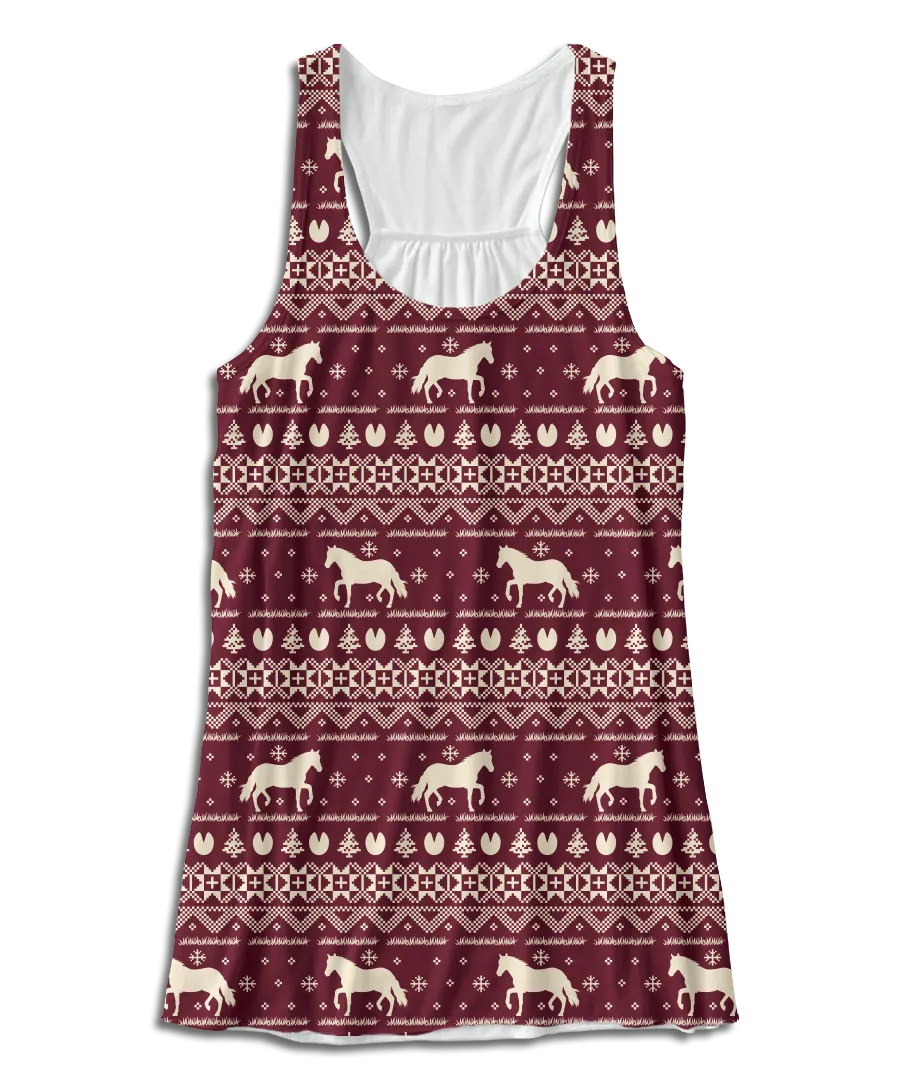 Maroon Nordic Horse Racerback Tank Top